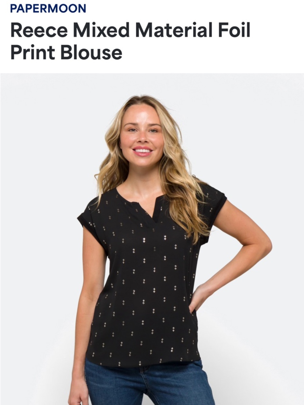 Papermoon Black Blouse with Gold Foil Dots